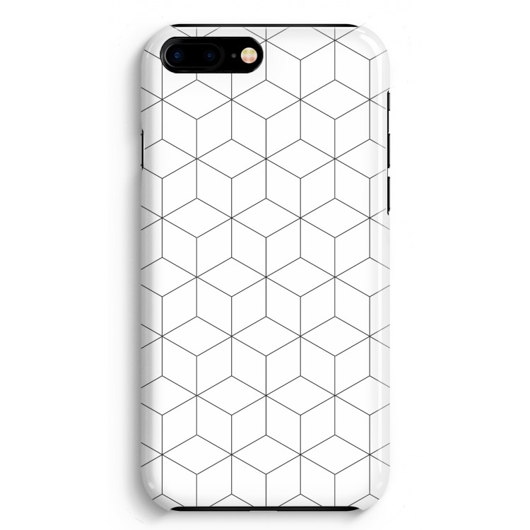Zwart-witte kubussen: iPhone 8 Plus Volledig Geprint Hoesje
