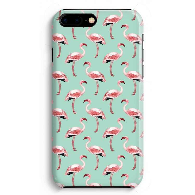 Flamingoprint groen: iPhone 8 Plus Volledig Geprint Hoesje