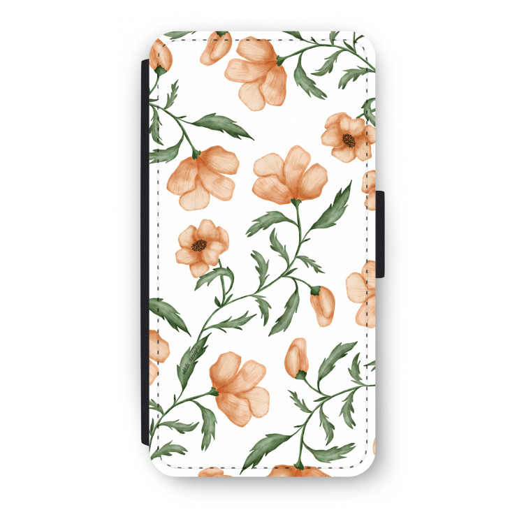 Peachy flowers: iPhone 8 Plus Flip Hoesje