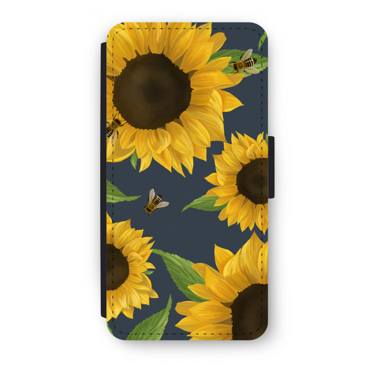 Sunflower and bees: iPhone 8 Plus Flip Hoesje