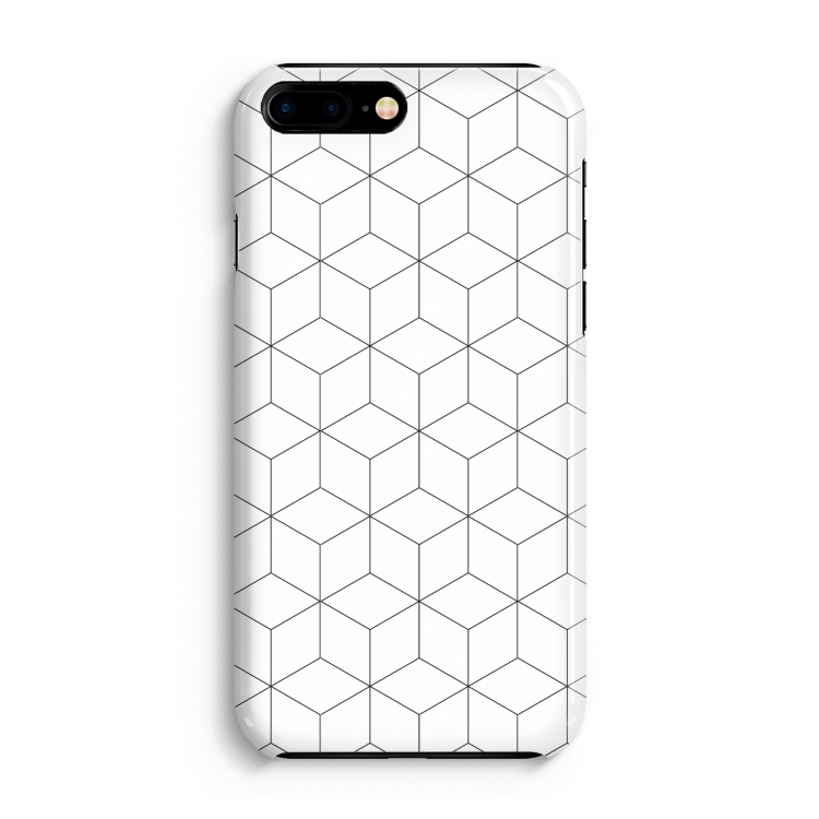 Zwart-witte kubussen: iPhone 8 Plus Volledig Geprint Hoesje