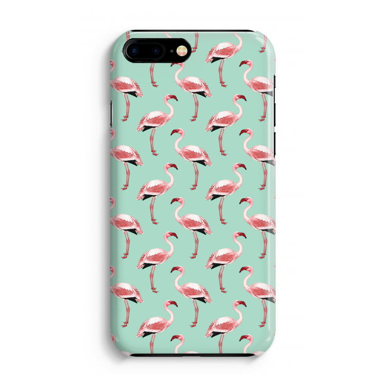 Flamingoprint groen: iPhone 8 Plus Volledig Geprint Hoesje