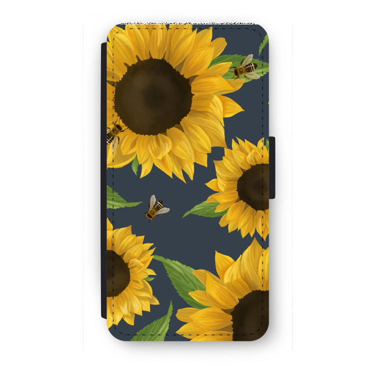 Sunflower and bees: iPhone 8 Plus Flip Hoesje