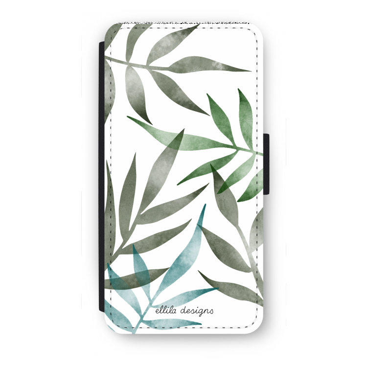 Tropical watercolor leaves: iPhone 8 Plus Flip Hoesje