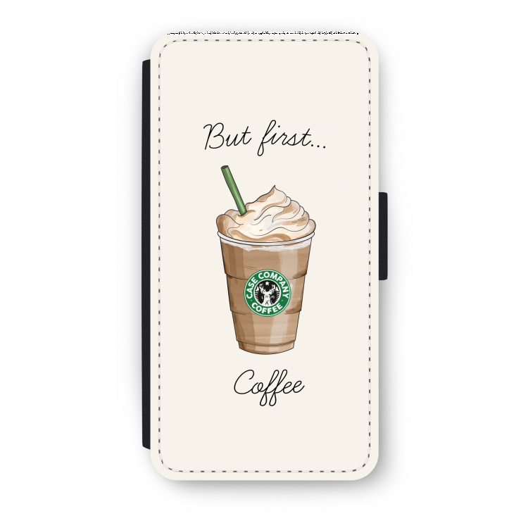 But first coffee: iPhone 8 Plus Flip Hoesje