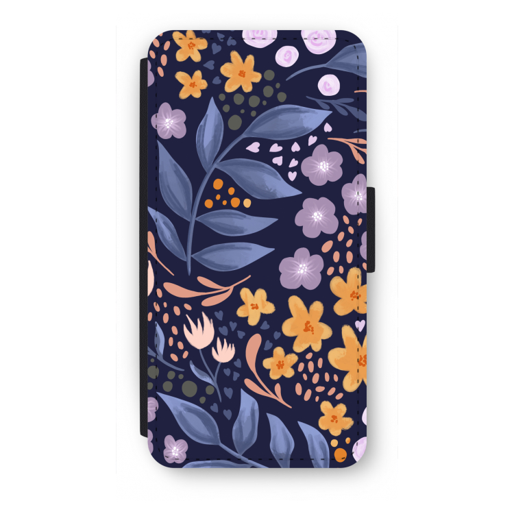 Flowers with blue leaves: iPhone SE 2020 Flip Hoesje