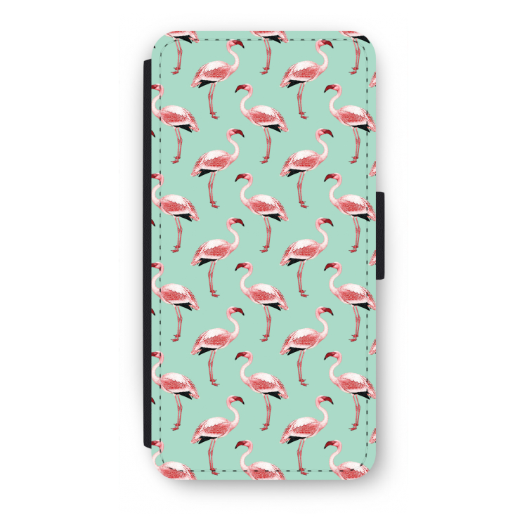 Flamingoprint groen: iPhone SE 2020 Flip Hoesje