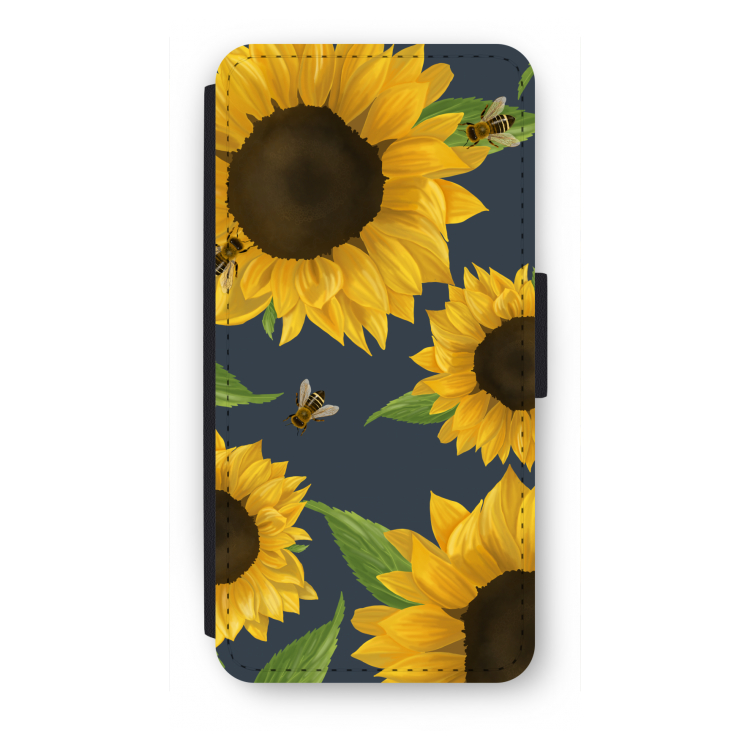 Sunflower and bees: iPhone SE 2020 Flip Hoesje