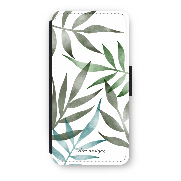 Tropical watercolor leaves: iPhone SE 2020 Flip Hoesje
