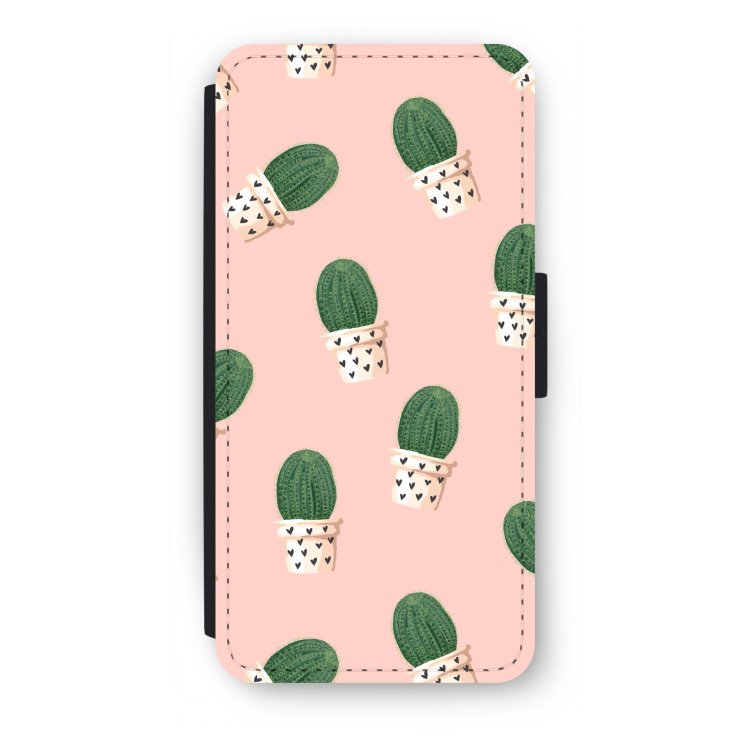 Cactusprint roze: iPhone SE 2020 Flip Hoesje