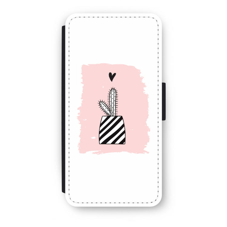 Zwart-wit cactus: iPhone SE 2020 Flip Hoesje