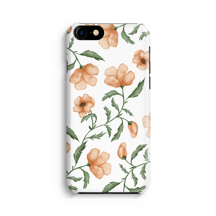 Peachy flowers: Volledig geprint iPhone SE 2020 Hoesje