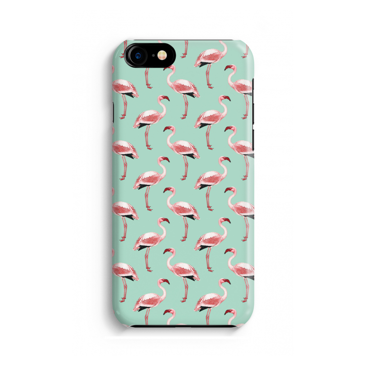 Flamingoprint groen: Volledig geprint iPhone SE 2020 Hoesje