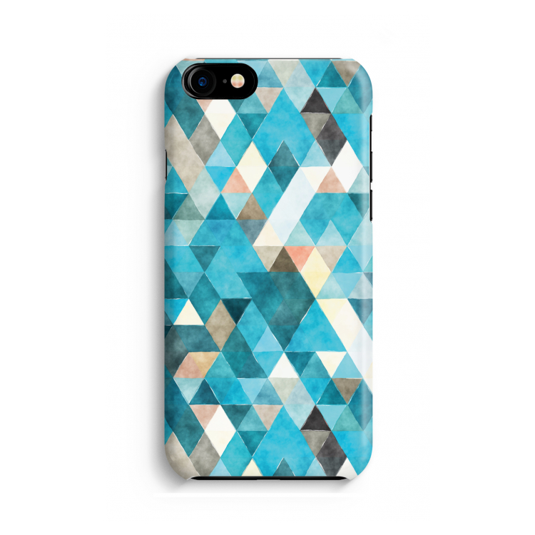 Gekleurde driehoekjes blauw: Volledig geprint iPhone SE 2020 Hoesje