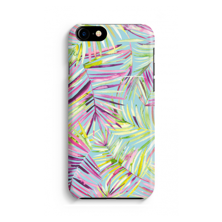 Tropical Palms Blue: Volledig geprint iPhone SE 2020 Hoesje