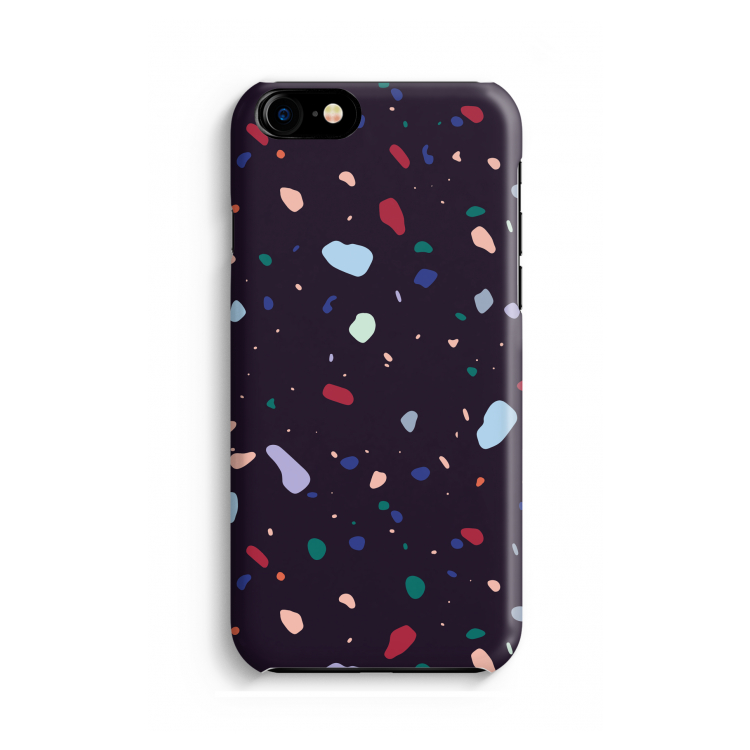 Dark Rounded Terrazzo: Volledig geprint iPhone SE 2020 Hoesje