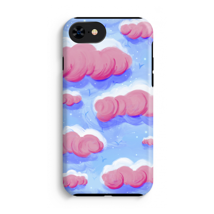 Roze wolken met vogels: iPhone SE 2020 Tough Case