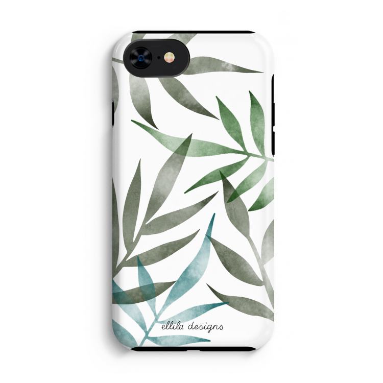 Tropical watercolor leaves: iPhone SE 2020 Tough Case