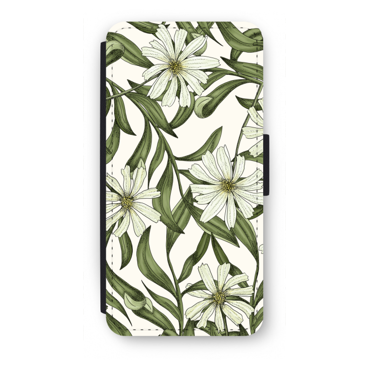 Wit bloemenpatroon: iPhone SE 2020 Flip Hoesje