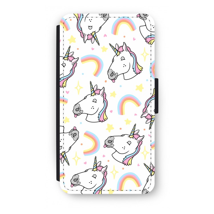 Rainbow Unicorn: iPhone X Flip Hoesje