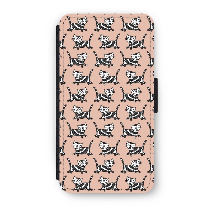 Zwarte poes: iPhone X Flip Hoesje