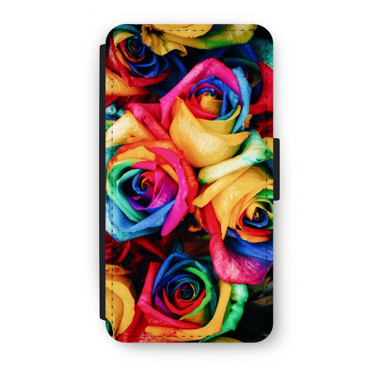 Neon bloemen: iPhone X Flip Hoesje