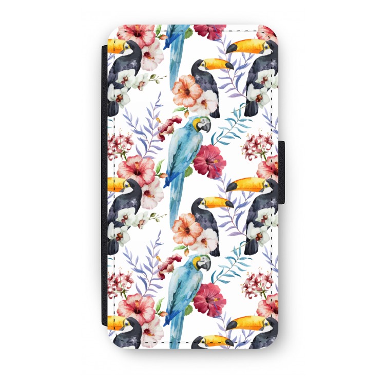 Bloemen tukan: iPhone X Flip Hoesje