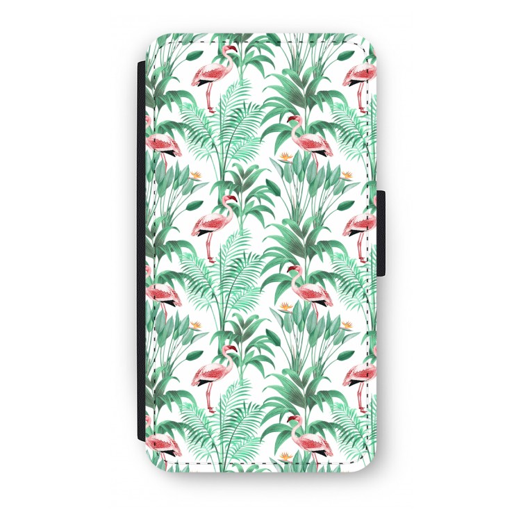 Flamingo bladeren: iPhone X Flip Hoesje