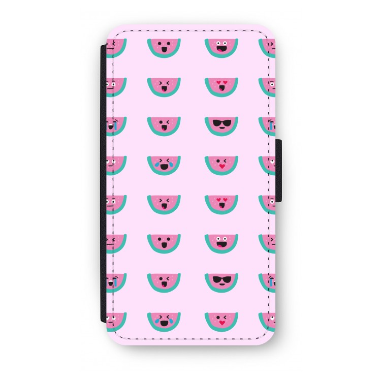 Smiley watermeloenprint: iPhone X Flip Hoesje