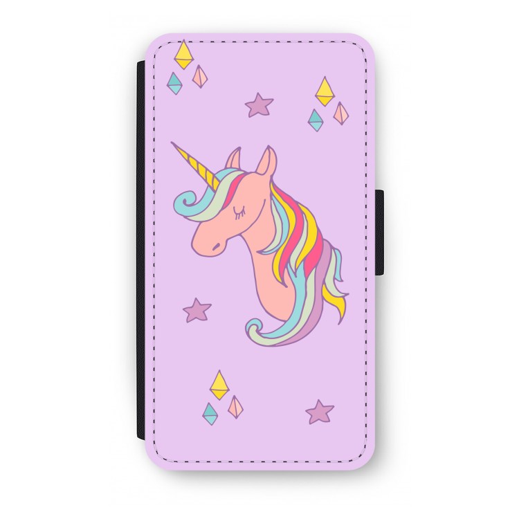 Roze eenhoorn: iPhone X Flip Hoesje
