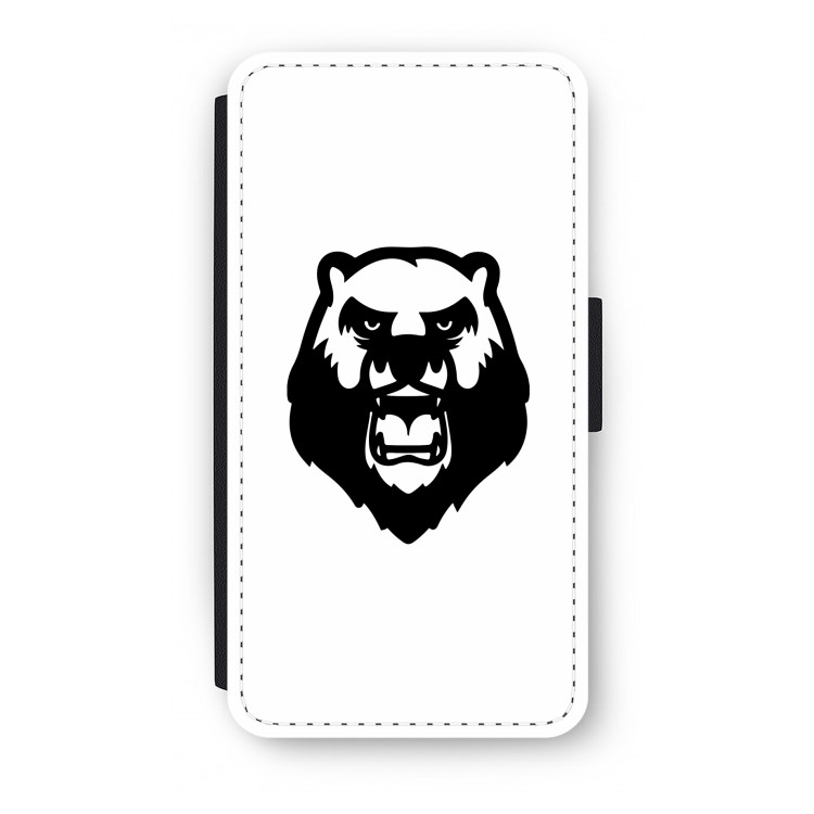 Angry Bear (white): iPhone X Flip Hoesje
