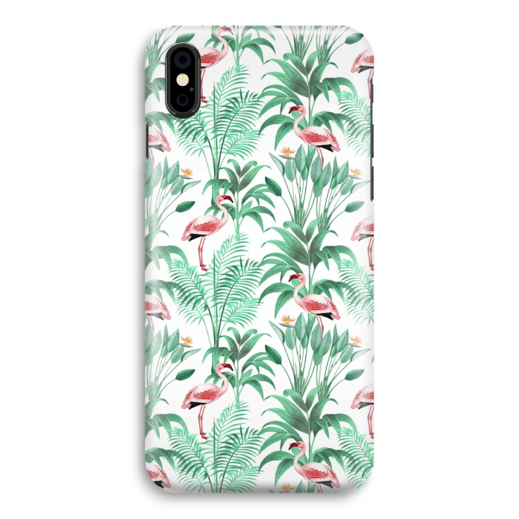 Flamingo bladeren: iPhone X Volledig Geprint Hoesje
