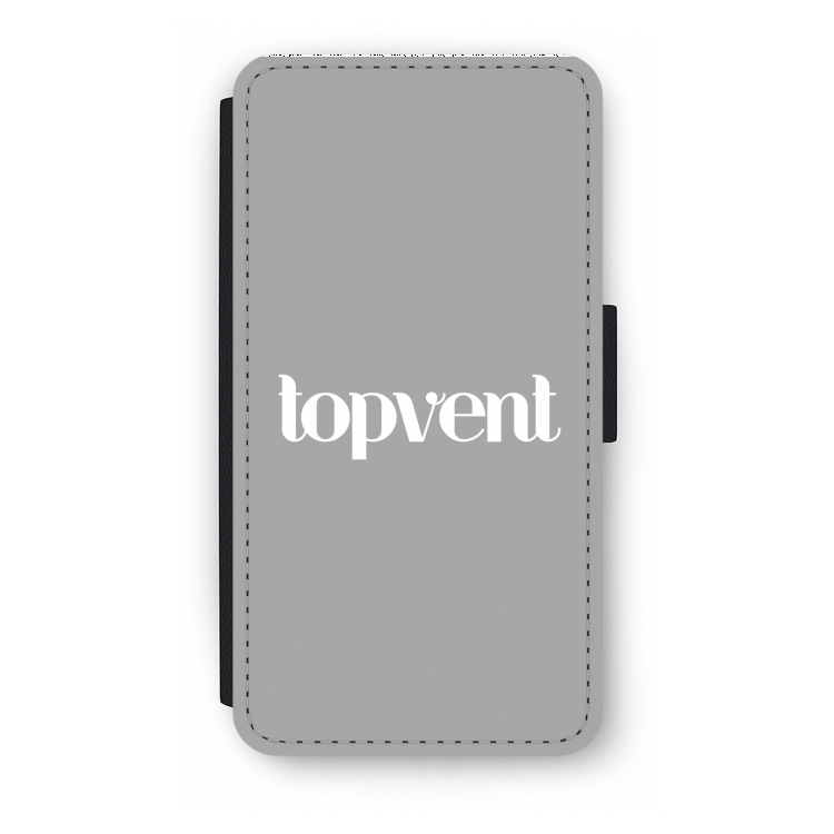 Topvent Grijs Wit: iPhone X Flip Hoesje
