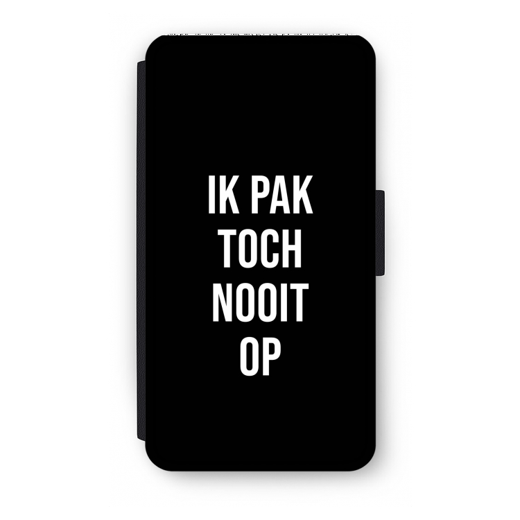 Ik pak nooit op - Zwart: iPhone X Flip Hoesje