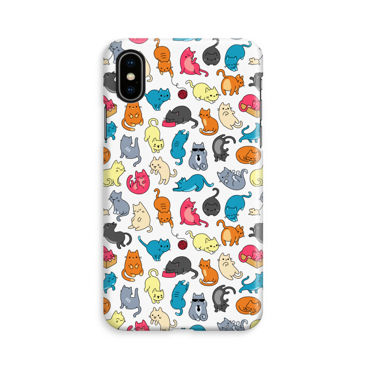 Kleurrijke katten: iPhone X Volledig Geprint Hoesje