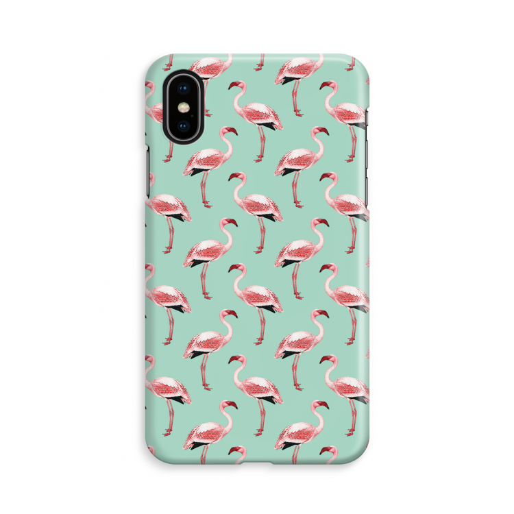 Flamingoprint groen: iPhone X Volledig Geprint Hoesje