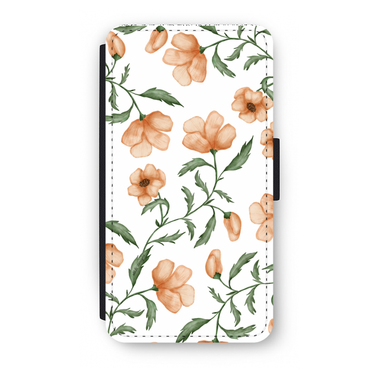 Peachy flowers: iPhone X Flip Hoesje