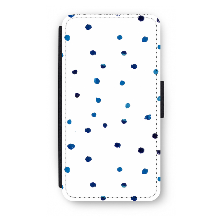 Blauwe stippen: iPhone X Flip Hoesje