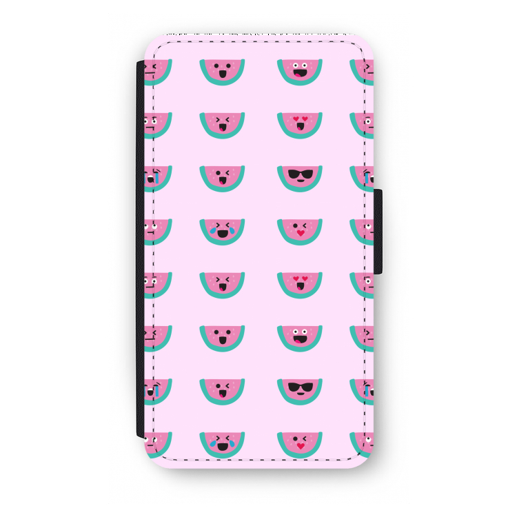 Smiley watermeloenprint: iPhone X Flip Hoesje