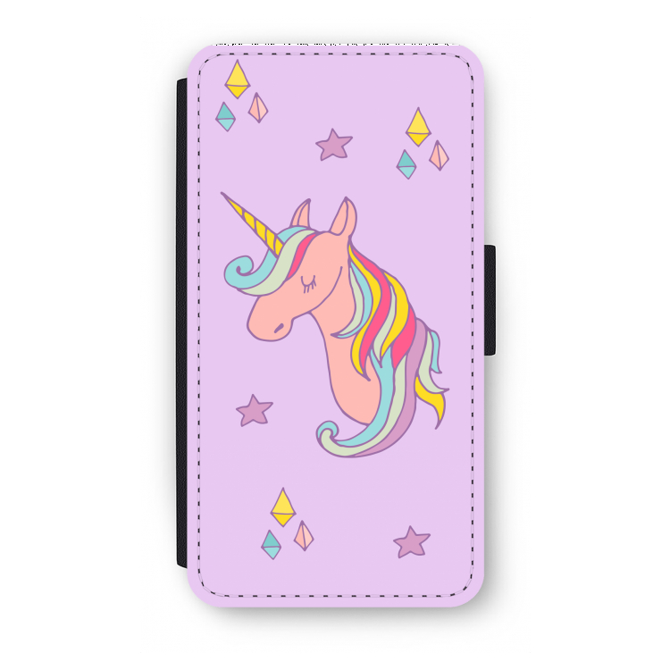 Roze eenhoorn: iPhone X Flip Hoesje