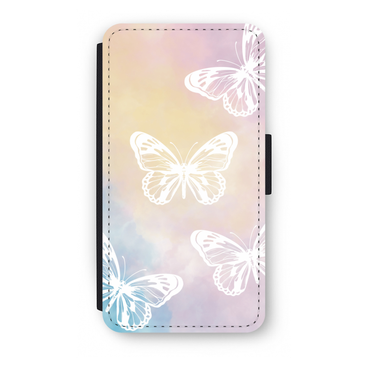 White butterfly: iPhone X Flip Hoesje