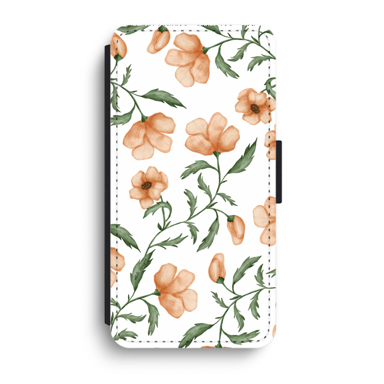 Peachy flowers: iPhone XR Flip Hoesje