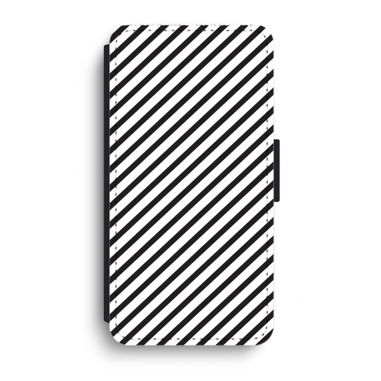 Strepen zwart-wit: iPhone XR Flip Hoesje