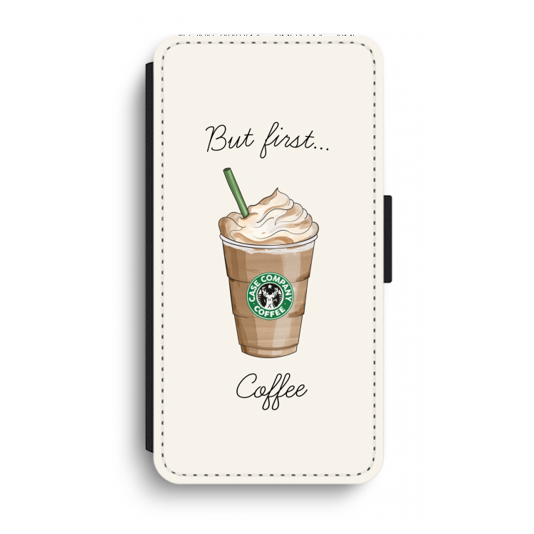 But first coffee: iPhone XR Flip Hoesje