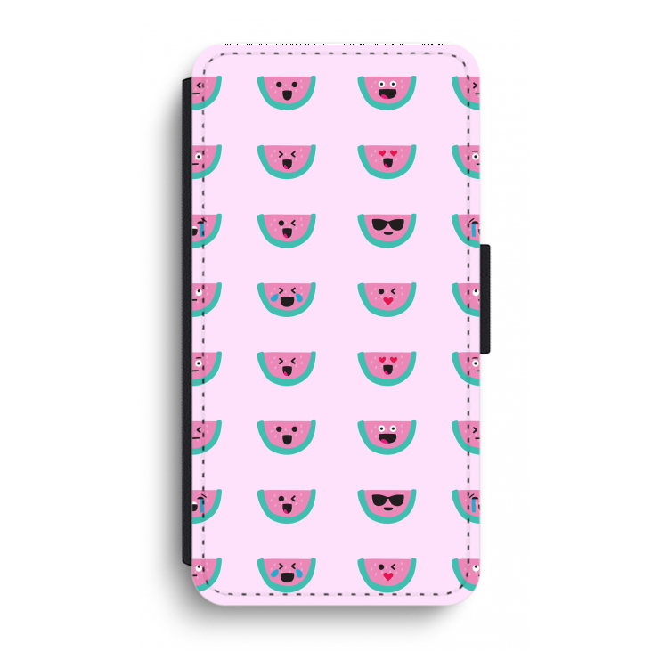 Smiley watermeloenprint: iPhone XR Flip Hoesje
