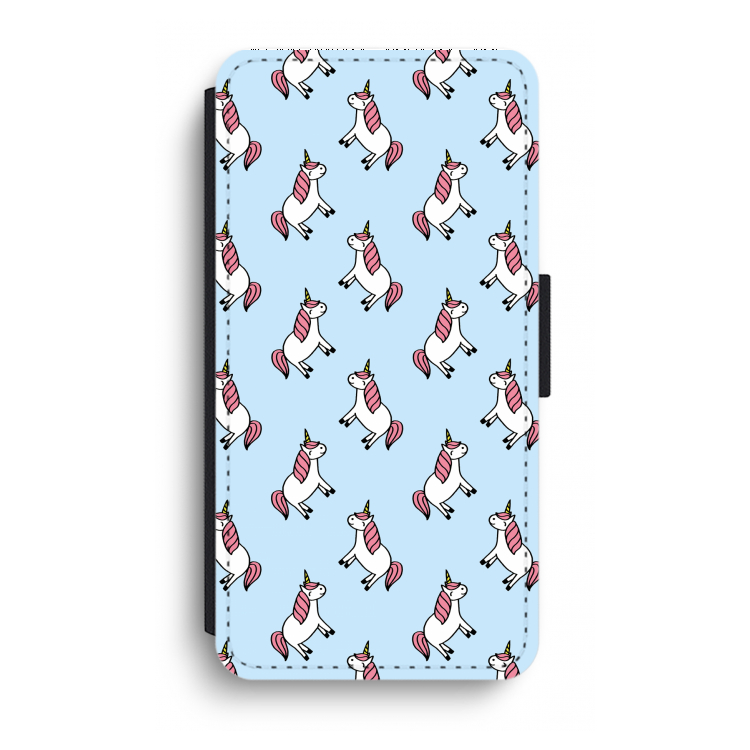 Eenhoorns overal: iPhone XR Flip Hoesje