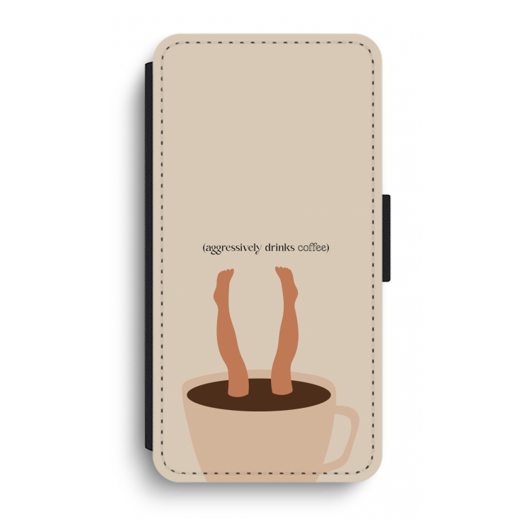 Aggressively drinks coffee: iPhone XR Flip Hoesje
