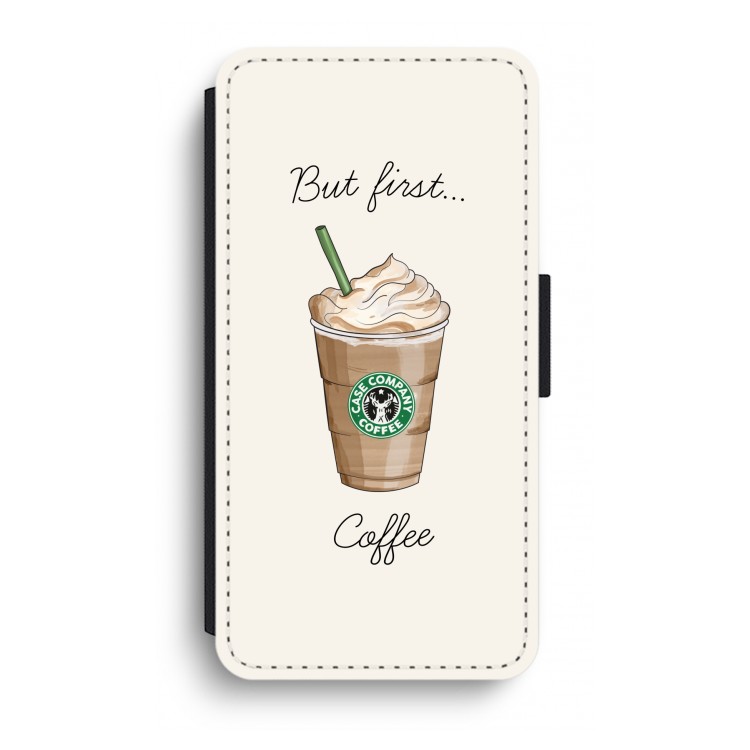 But first coffee: iPhone XR Flip Hoesje