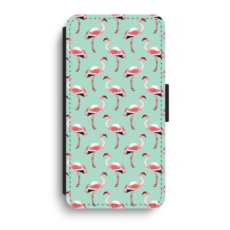 Flamingoprint groen: iPhone XR Flip Hoesje