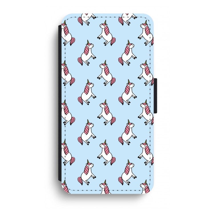 Eenhoorns overal: iPhone XR Flip Hoesje